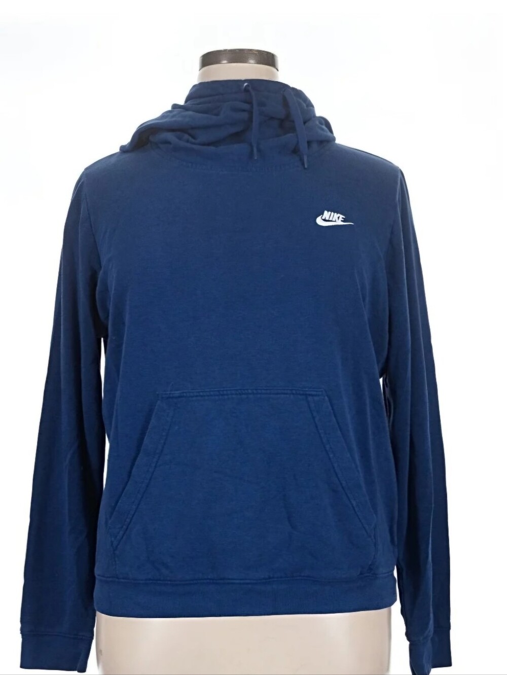 Nike Men's Dark Blue Pullover Hoodie with White Logo